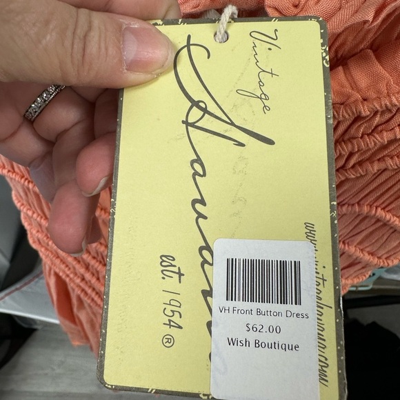 Vintage Havana Front Button Dress Peach M - Picture 8 of 9